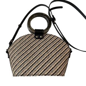 Patricia Nash Woven Raffia Mellini Ring Handle Crossbody Bag